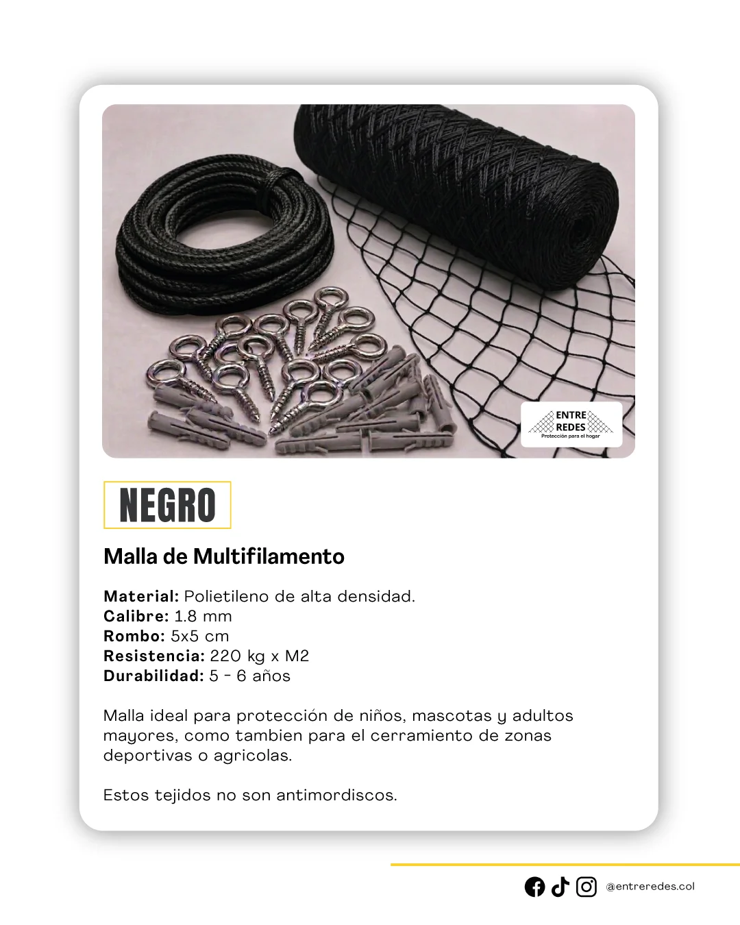 Tejido negro multifilamento